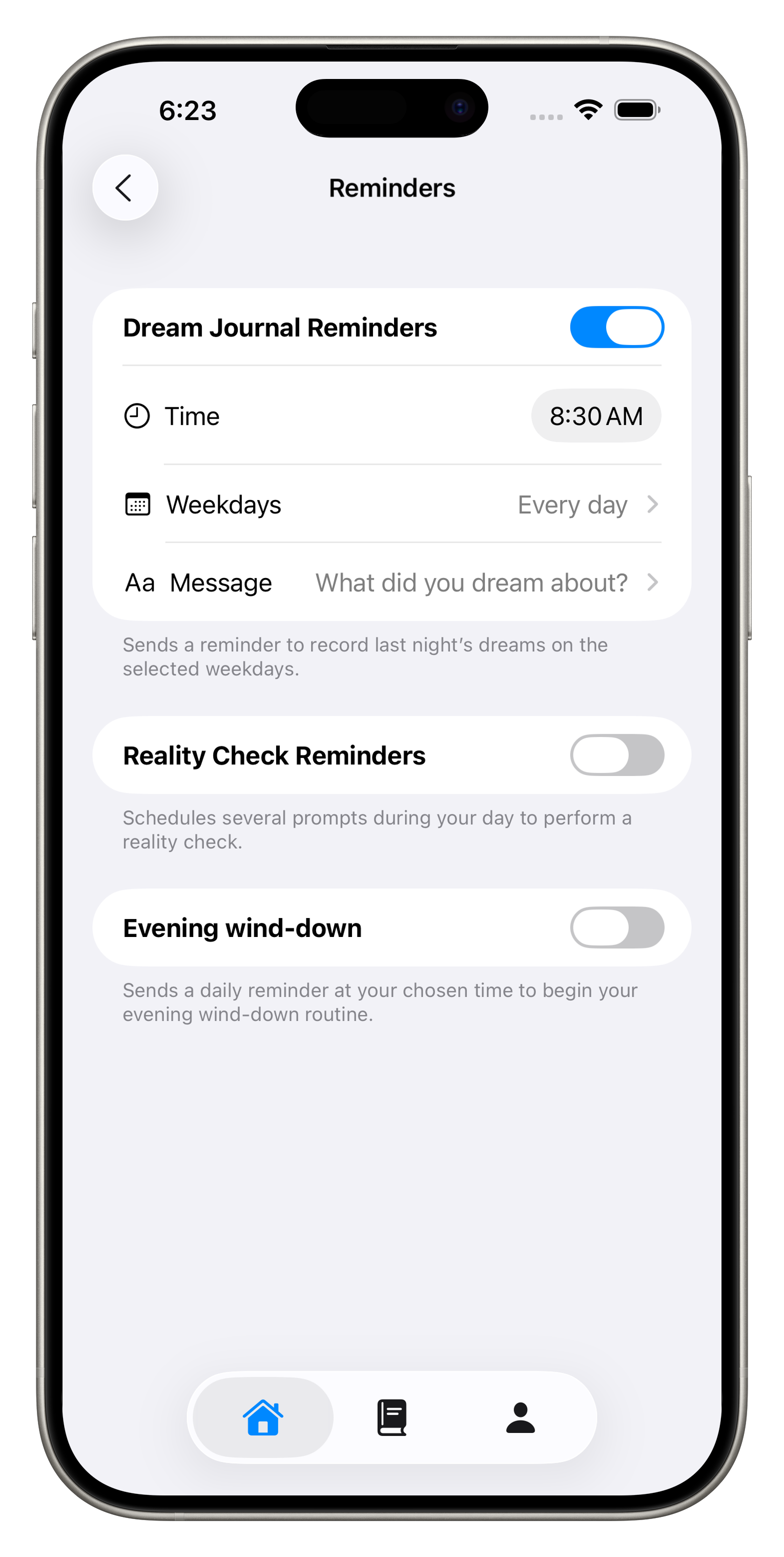 Reminders configuration